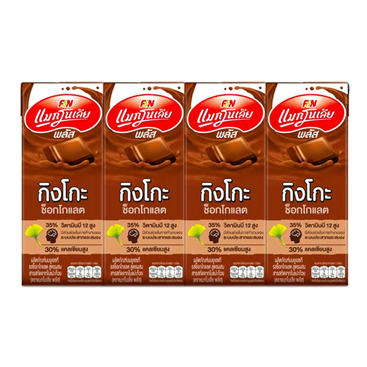 Magnolia Plus Ginkgo Chocolate Flavour UHT Milk Product 180ml Pack of 4 boxes