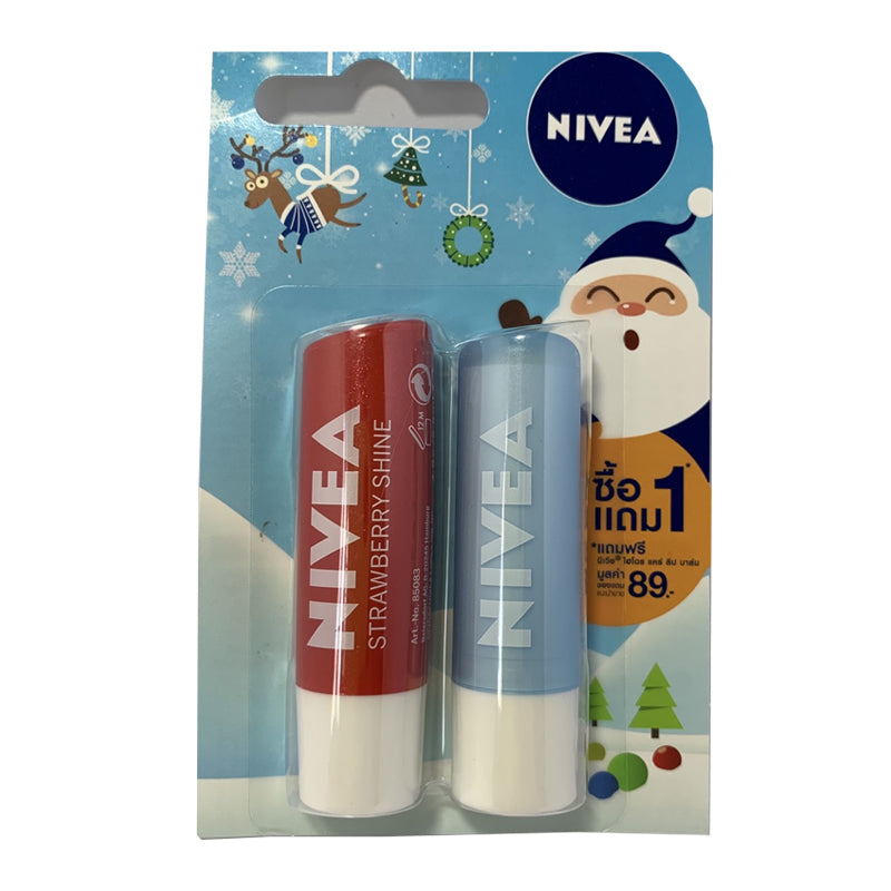 Nivea Strawberry Shine Lip Care 1 ແຖມ 1 ລິບສະຕິກ 4,8g