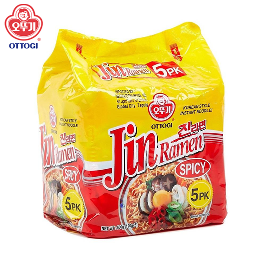 TTOGI Jin Ramen Instant Noodles Spicy Pack of 5pcs (120gx5)O