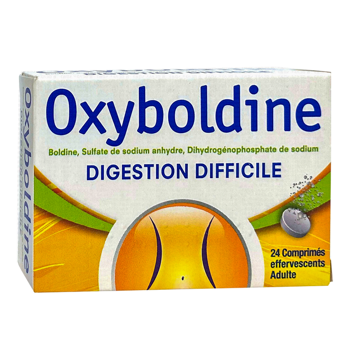 OXYBOLDINE, 24 ເມັດ effervescent ຢານີ້ຖືກແນະນໍາເປັນສ່ວນເສີມກັບການຍ່ອຍອາຫານຍາກ.