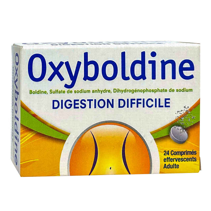 OXYBOLDINE, 24 ເມັດ effervescent ຢານີ້ຖືກແນະນໍາເປັນສ່ວນເສີມກັບການຍ່ອຍອາຫານຍາກ.