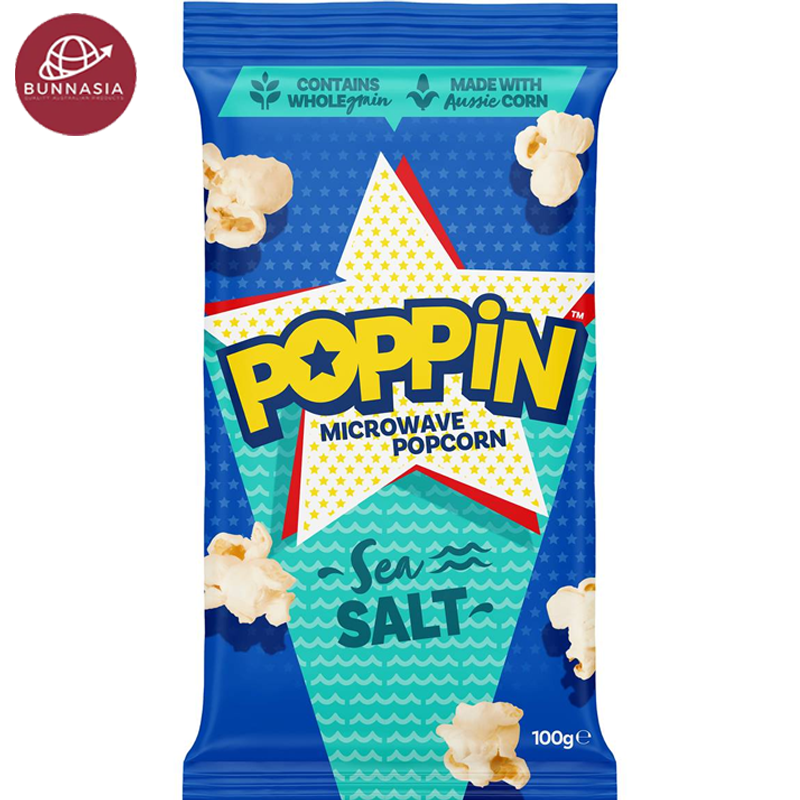 Poppin Microwave Popcorn Sea Salt 100g