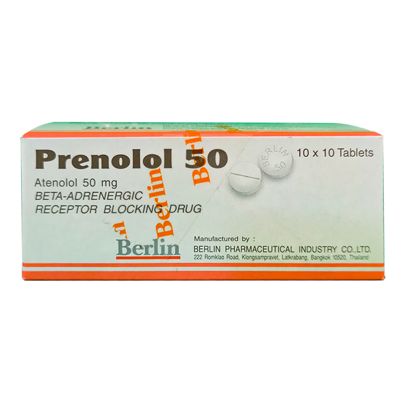 Prenolol 50 Atenolol 50 mg Beta-Adrenergic Receptor Blocking Drug  boxes 100 tablets