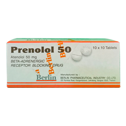 Prenolol 50 Atenolol 50 mg Beta-Adrenergic Receptor Blocking Drug  boxes 100 tablets