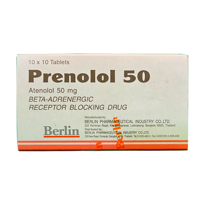 Prenolol 50 Atenolol 50 mg Beta-Adrenergic Receptor Blocking Drug boxes 100 ເມັດ