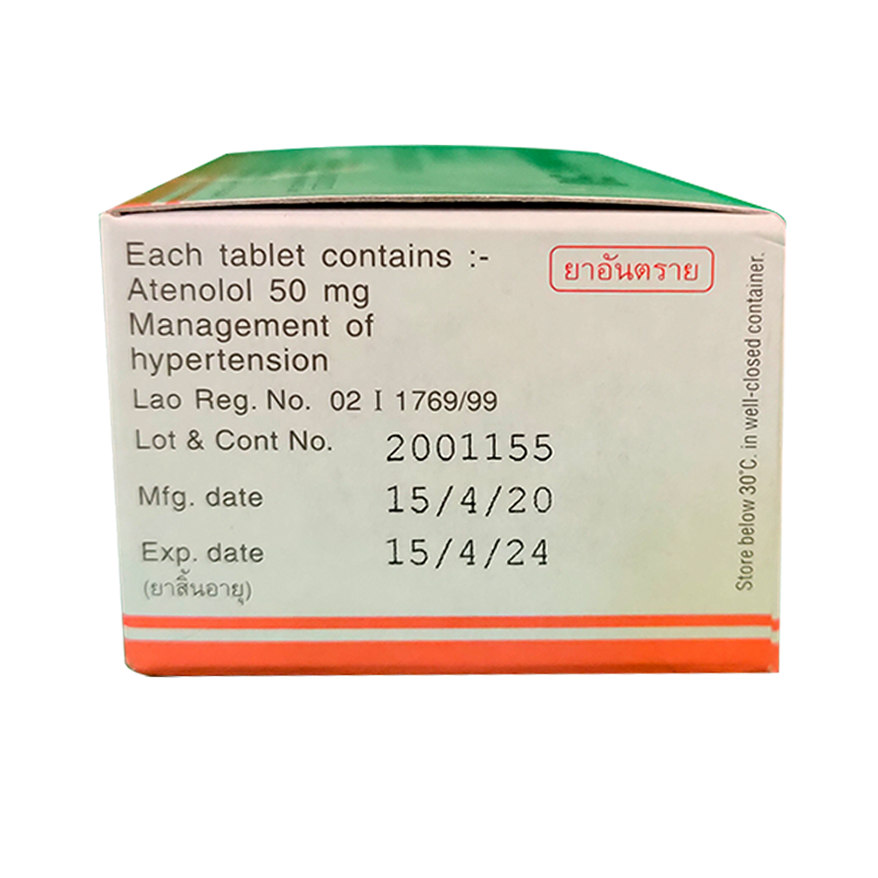 Prenolol 50 Atenolol 50 mg Beta-Adrenergic Receptor Blocking Drug  boxes 100 tablets