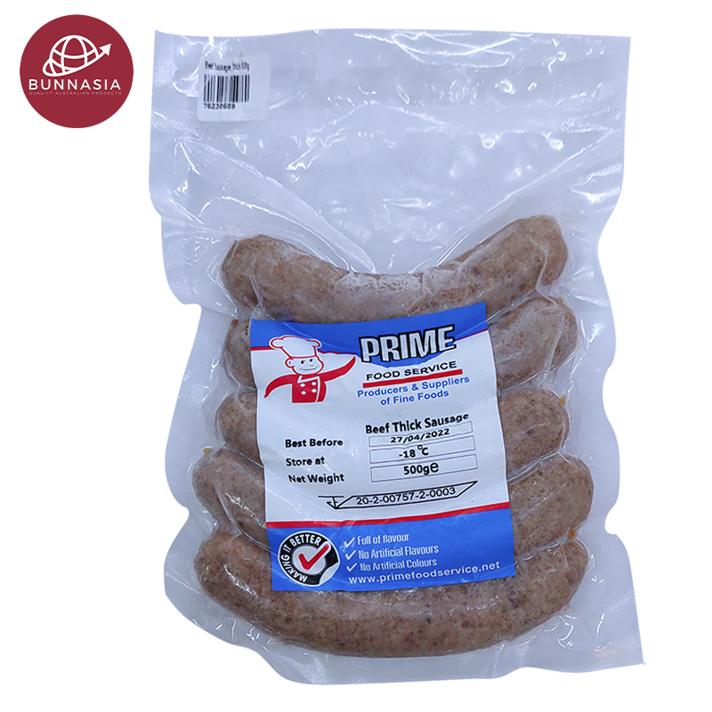 Prime Beef Thick Sausage Pack 500g Per pack