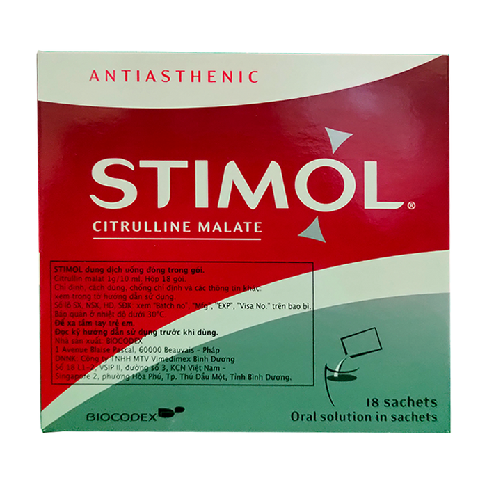 STIMOL Citrulline Malate ກ່ອງມີ 18 ຊອງ ແກ້ອາການປວດເມື່ອຍ ແລະ ເມື່ອຍລ້າ