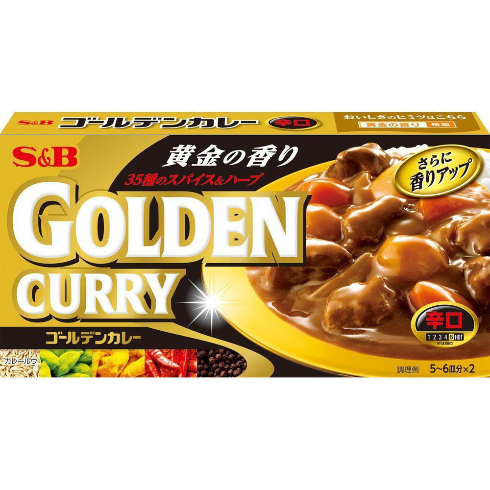 S&B Foods Golden Japanese Curry Roux Sauce Hot 198g