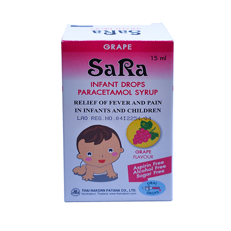 SaRa For Children Paracetamol Oral Suspension Relief of Fever and Pain flavor grape ຂະໜາດ 60 ml