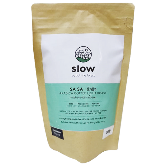 SLOW Sa Sa Arabica Coffee Roast Light Roast (ຖົ່ວທັງໝົດ) 200g