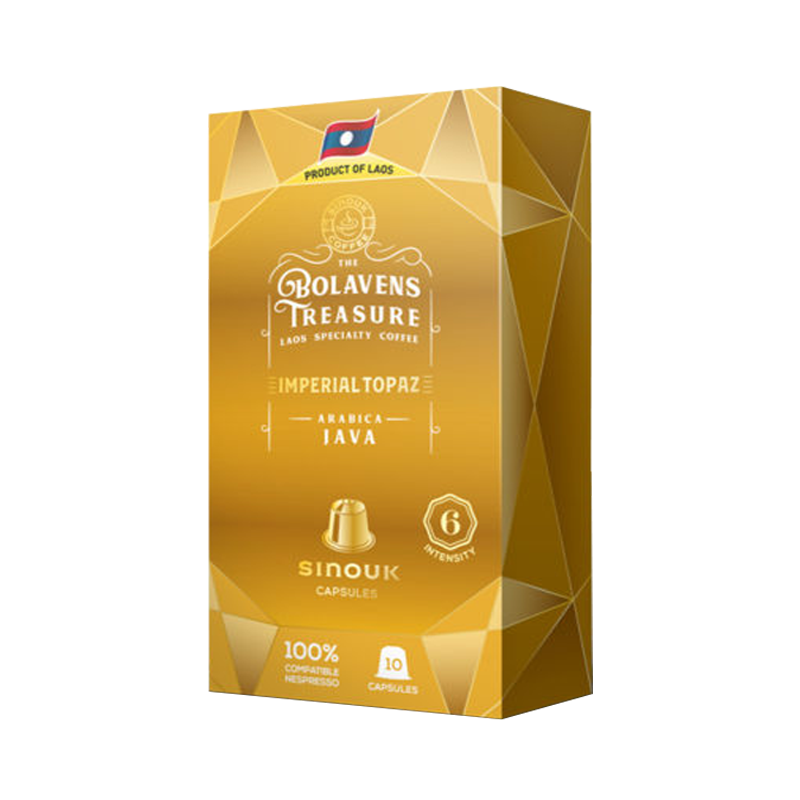 Sinouk Coffee Bolavens Treasure Imperial Topaz Arabica Java 10 Capsules