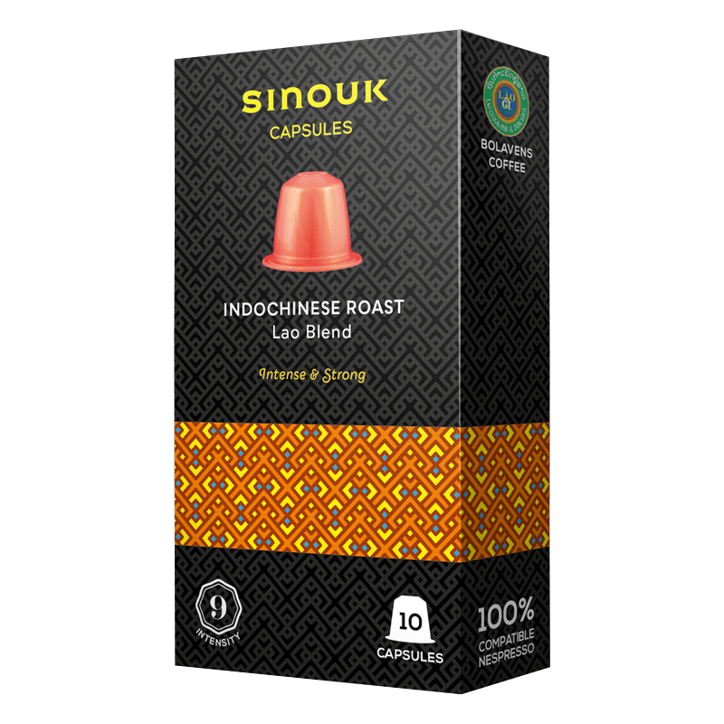 Sinouk Coffee Indochinese Roast Lao Blend 9Intensity 10 Capsules