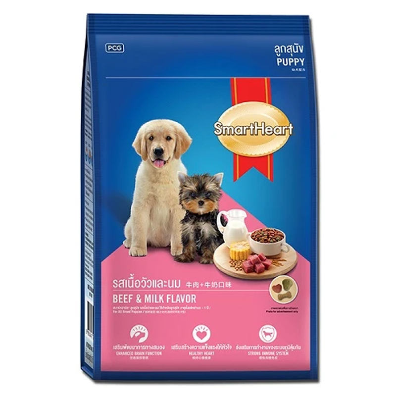 SmartHeart Puppy Dog Food Dry Beef & Milk Flavour 3 kg