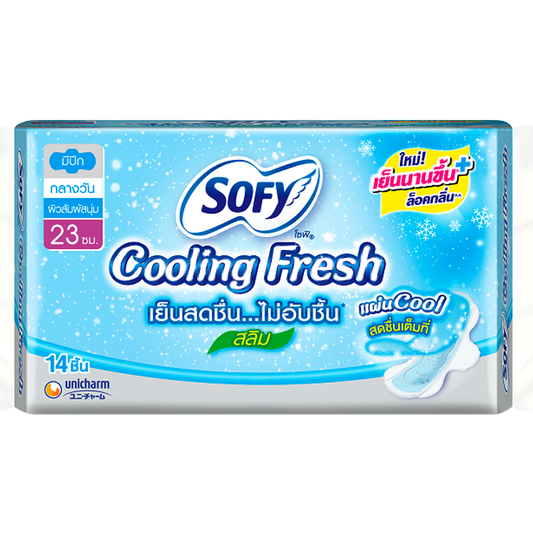 ຜ້າອະນາໄມ Sofy Cooling Fresh 23cm Super Dired Slim ມີປີກ 14pcs