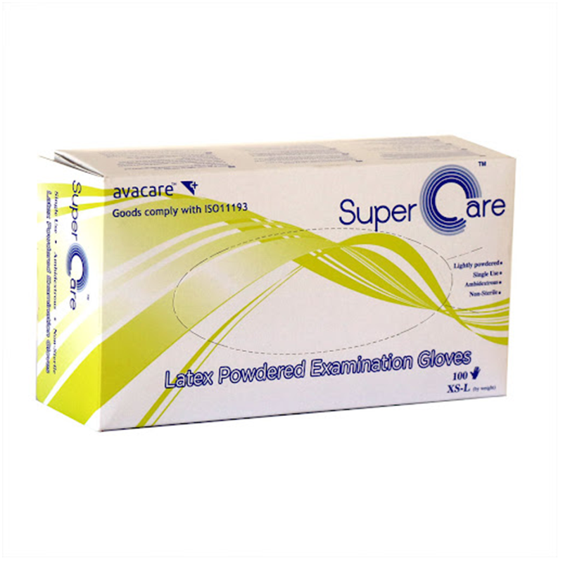 Super Care Latex Powdered Examination Gloves 100