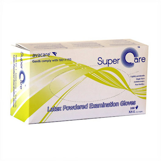 Super Care Latex Powdered Examination Gloves 100