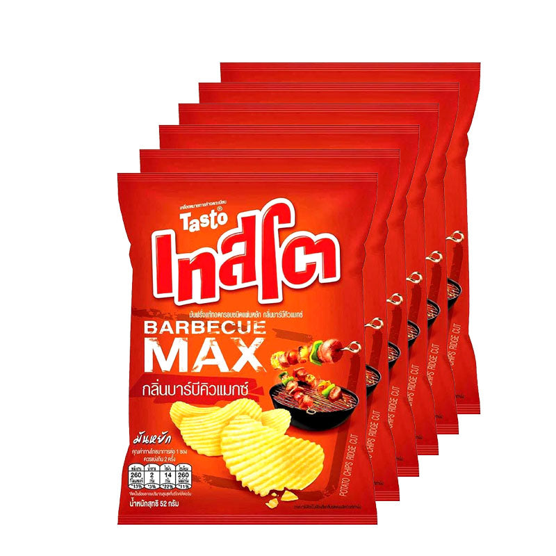 Tasto Barbecue Max Flavored Potato Chips Ridge Cut Bag 52g 6pcs