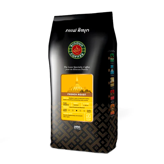 Sinouk Coffee French Roast Coffee Beans Size 200g ( Pure Arabica )