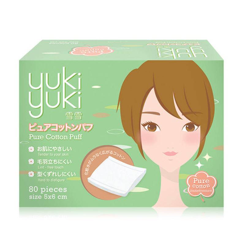 Yuki Yuki Pure Cotton Puff Size 5x6 cm 80 Pieces — Shopping-D