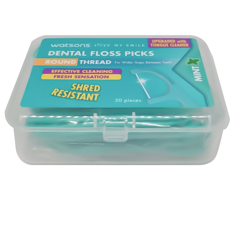 Watsons Dental Floss Picks Round Thread For Wider Gaps Between Teeth Effective Cleaning Removes Bad Breath Mint  50 Pcs