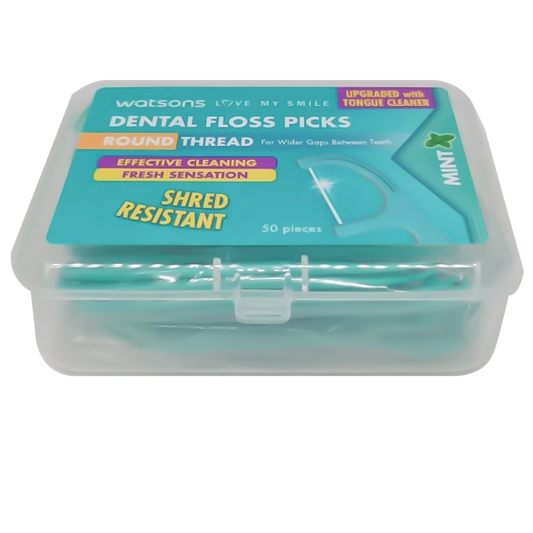 Watsons Dental Floss Picks Round Thread For Wider Gaps Between Teeth Effective Cleaning Removes Bad Breath Mint  50 Pcs