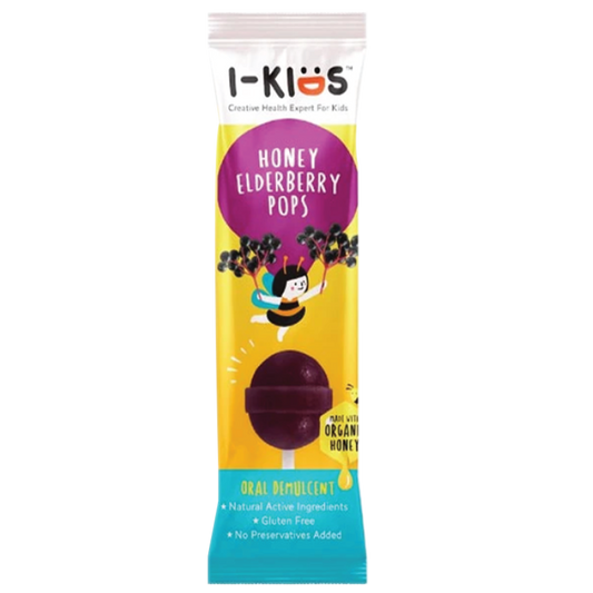 I-Kids Pop Honey Elderberry Pops ເຂົ້າຫນົມອົມປະສົມກັບສານສະກັດຈາກທໍາມະຊາດ Honey Elderberry