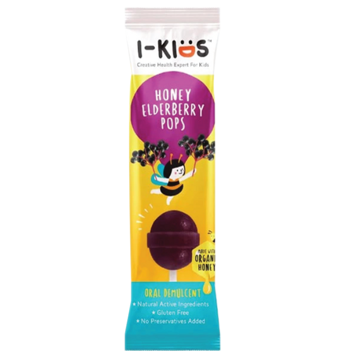 I-Kids Pop Honey Elderberry Pops ເຂົ້າຫນົມອົມປະສົມກັບສານສະກັດຈາກທໍາມະຊາດ Honey Elderberry