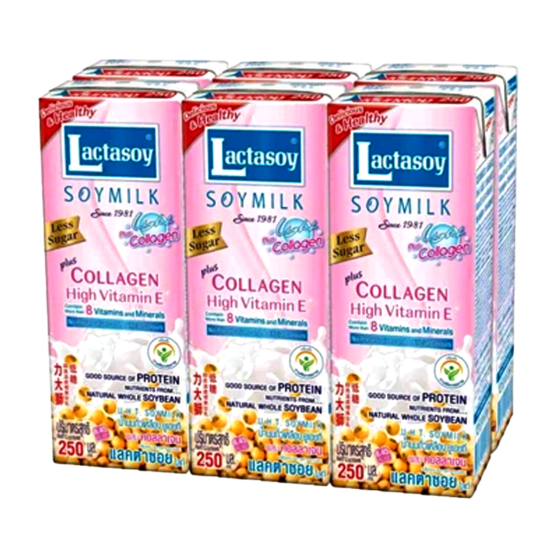 lactasoy UHT soy milk light collagen 250ml Pack of 6boxes